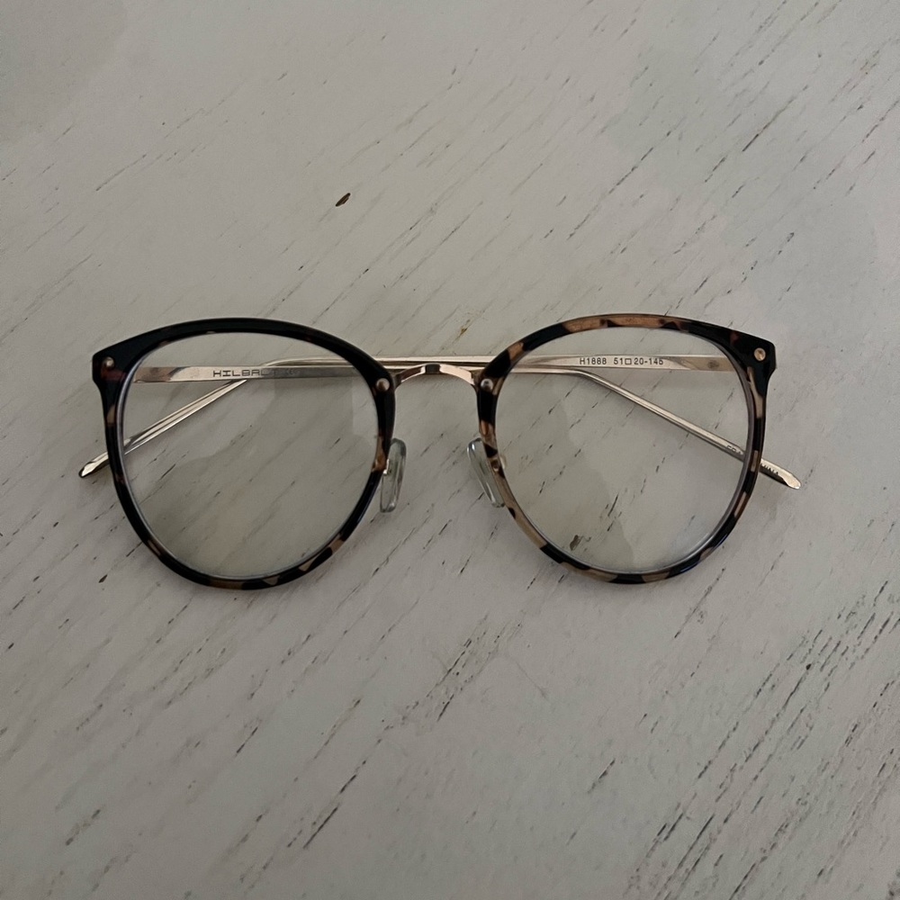 Round tortoise and gold, blue light glasses